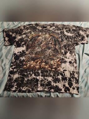 VTG The Roxx Dragon and Skulls‎ Graphic T-Shirt Single Stitch Double Side  2XL